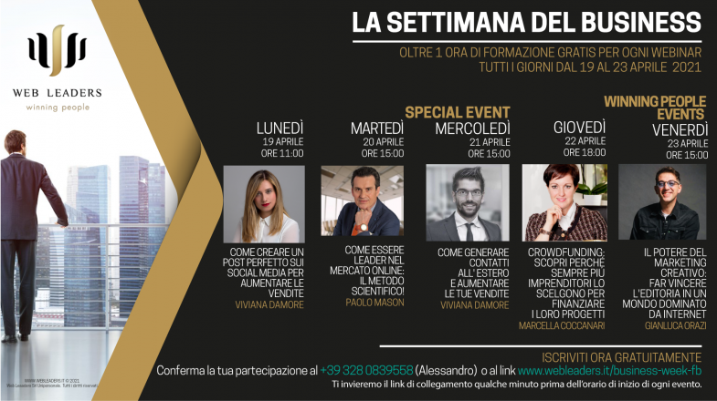 La settimana del business dal 19 al 23 aprile